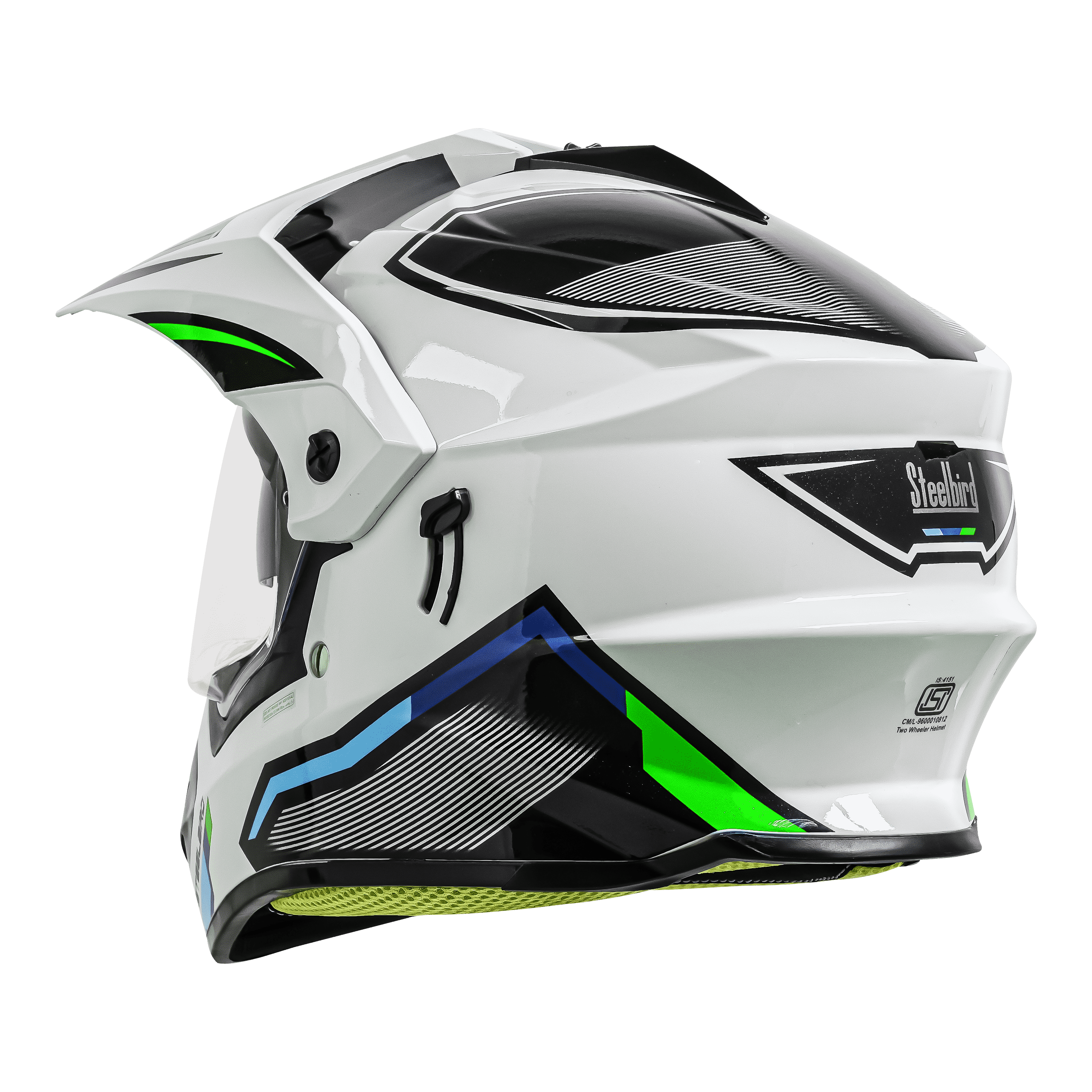 SBH-13 ISS RACER GLOSSY WHITE WITH GREEN